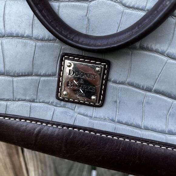 Dooney & Bourke Oakdale Croco Gray Embossed Leather Zip Satchel Crossbody READ - Picture 10 of 16